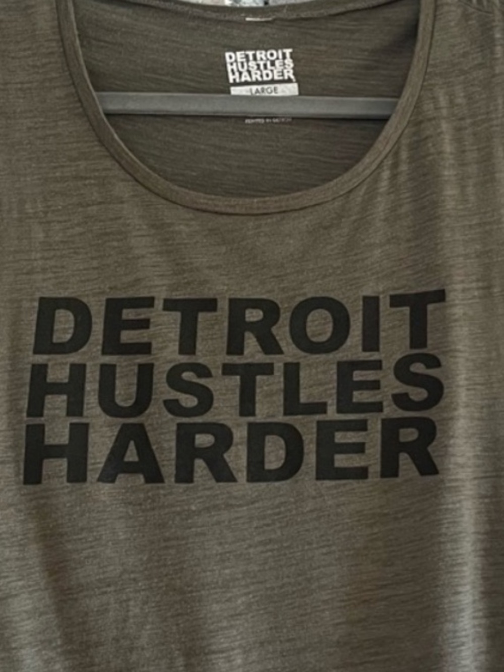 Detroit Hustles Harder Gray Graphic Muscle Tank Unisex Smoke & Pet free